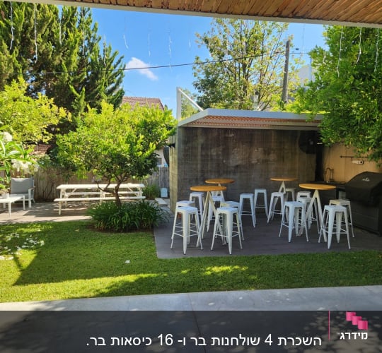 שולחנות וכיסאות להשכרה באירועים בחצר ירוקה